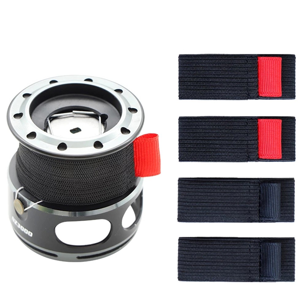 Reel Spare Spool - 4 ชิ้น/แพ็คตกปลา SPOOL เข็มขัดแพ็คยืดหยุ่นสีดําสีแดงตกปลา Reel Reel