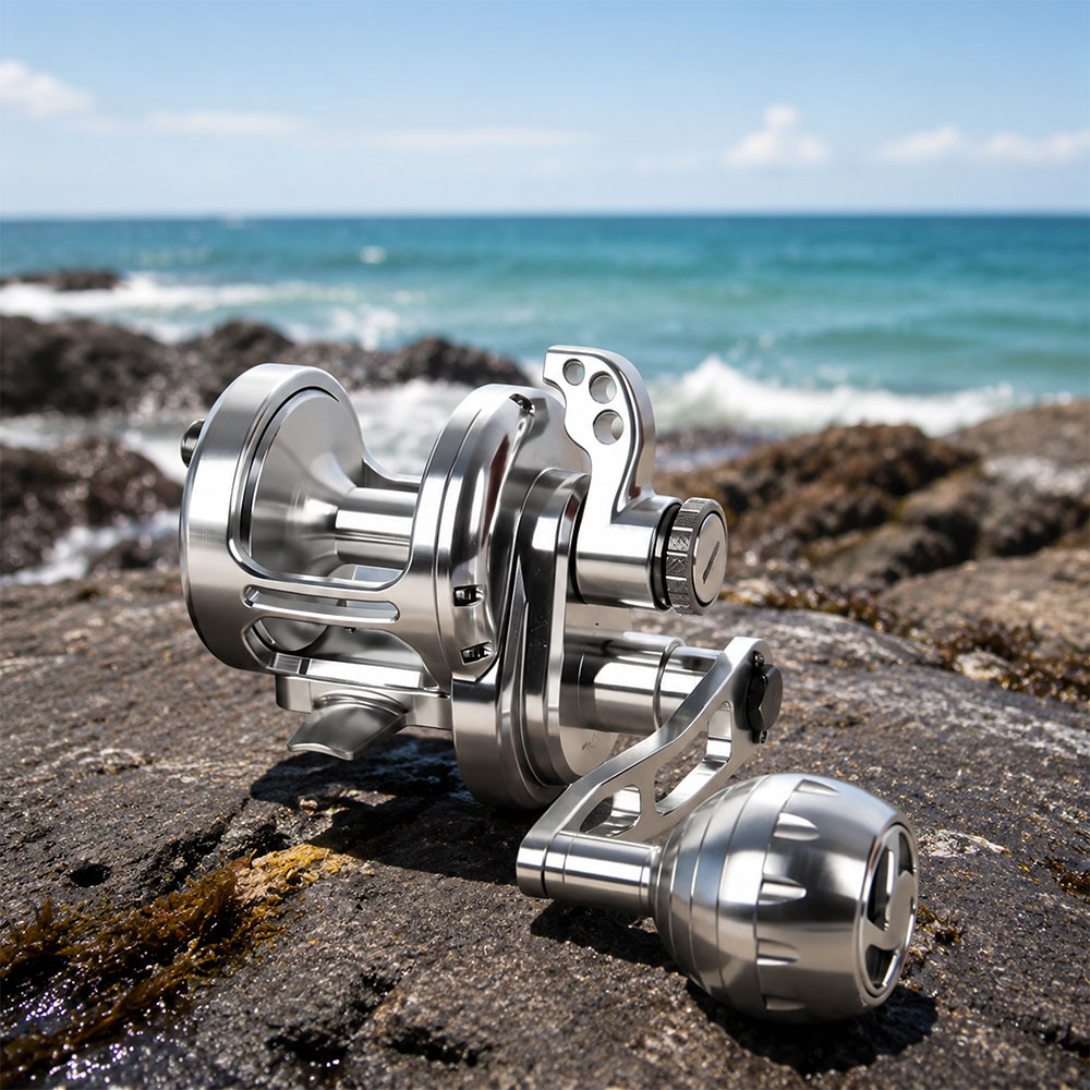 Surf Reel - รอกตกปลาทะเลแบบทรอลลิ่ง อัตราทดเกียร์สูง แรงต้านสูงสุด 32 กิโลกรัม รอกตกปลาแบบเบทคาสติ้งตัวเรือนโลหะทั้งหมด